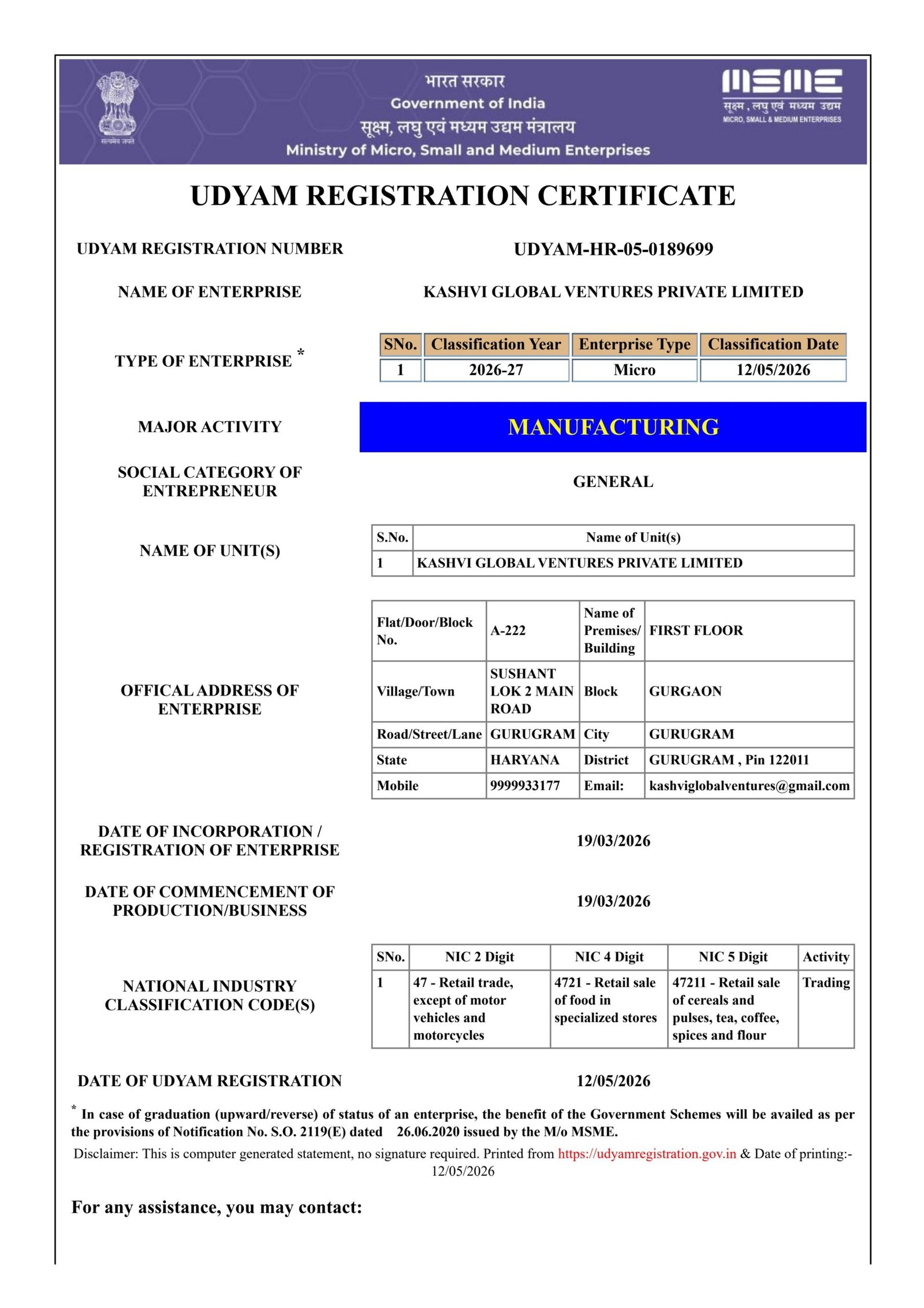 MSME Udyam Registration Certificate DETAILED-1